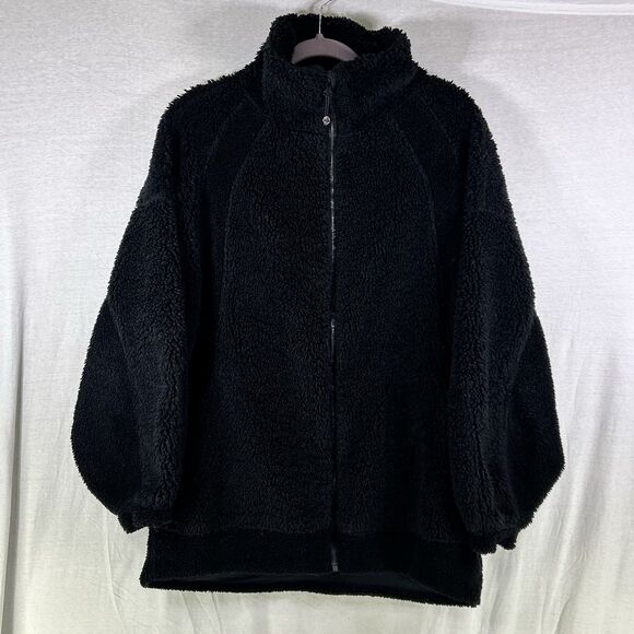 Lululemon Men’s Black Long Textured Fleece Sherpa Jacket Size M/LFull Zip